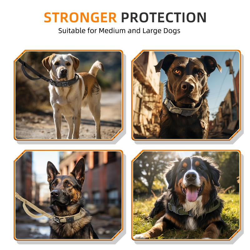 Tactical Airtag Dog Collar, 100% Waterproof Integrated Apple Air Tag Dog Collars with Hard PC Airtag Holder, Adjustable Military Collar with Handle, GPS Dog Collar for Medium Large Dogs