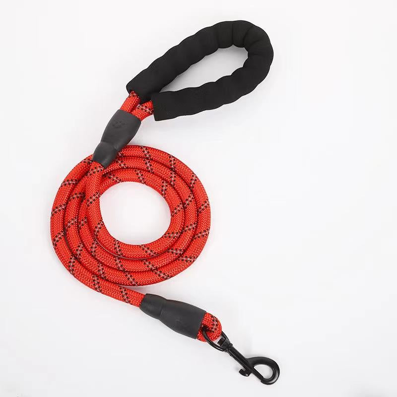 Large Dogs Rope Leash with Padded Handle & Reflective Threads 4Ft Non-Slip Nylon Hand Washable Collars for Active Breeds