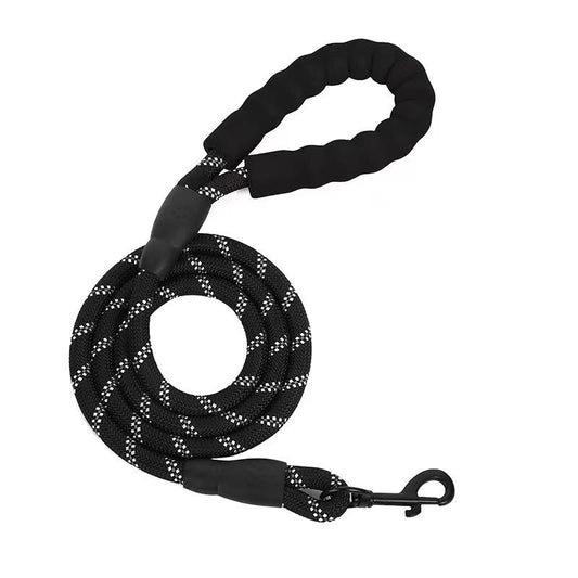 Large Dogs Rope Leash with Padded Handle & Reflective Threads 4Ft Non-Slip Nylon Hand Washable Collars for Active Breeds